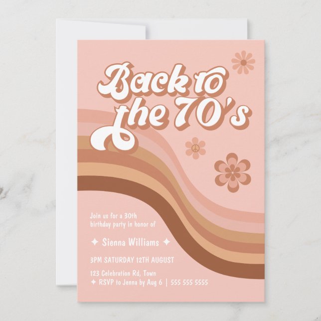 Back to the 70's Groovy Retro Any Age Birthday Invitation (Front)