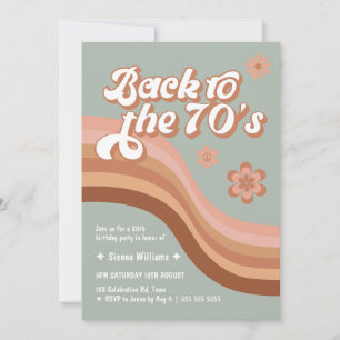 Back to the 70's Groovy Retro Any Age Birthday Invitation
