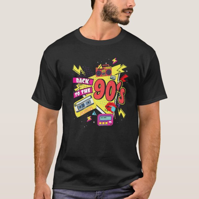 Back To The 90s 90s Disco Radio And Techno Era Vin T-Shirt (Front)