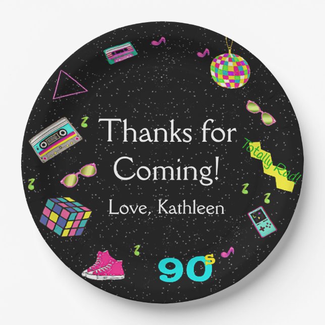 Back to the 90's, Any Age, Thank You Paper Plate (Front)