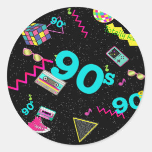 Back to the 90's, Retro, Any Age Classic Round Sticker