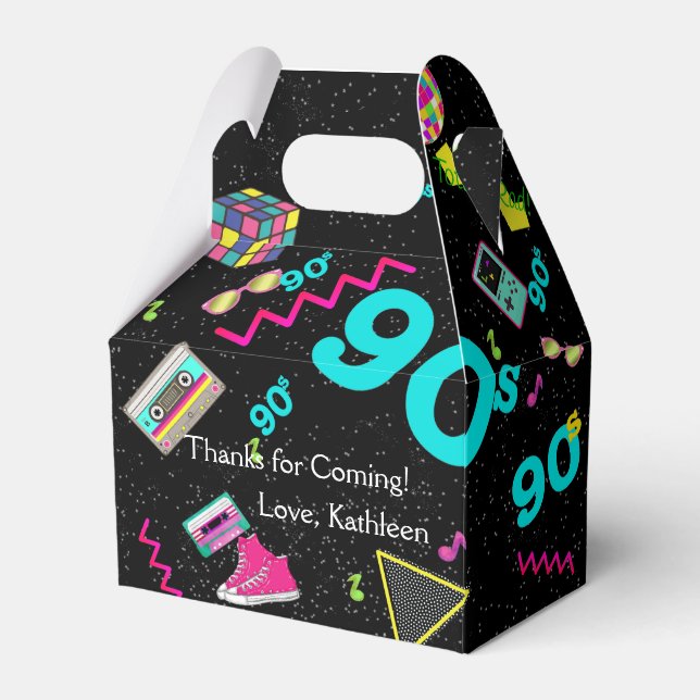Back to the 90's, Retro, Any Age Favor Box (Front Side)