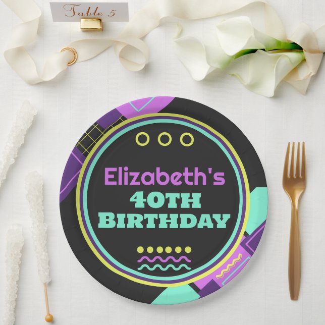 Back To The 90s Retro Birthday Paper Plate (Wedding)