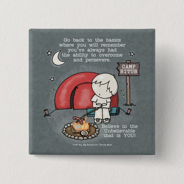 Back to the Basics 2 Inch Square Button (Front)