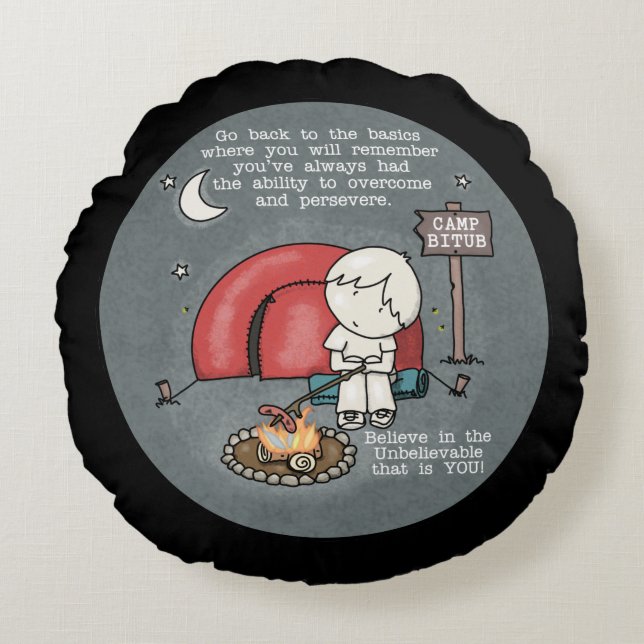 Back to the Basics Round Pillow (Front)