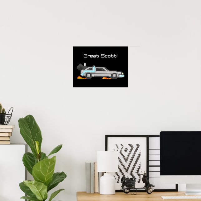 Back to the Future Pixel Art Delorean 8bit Poster (Home Office)