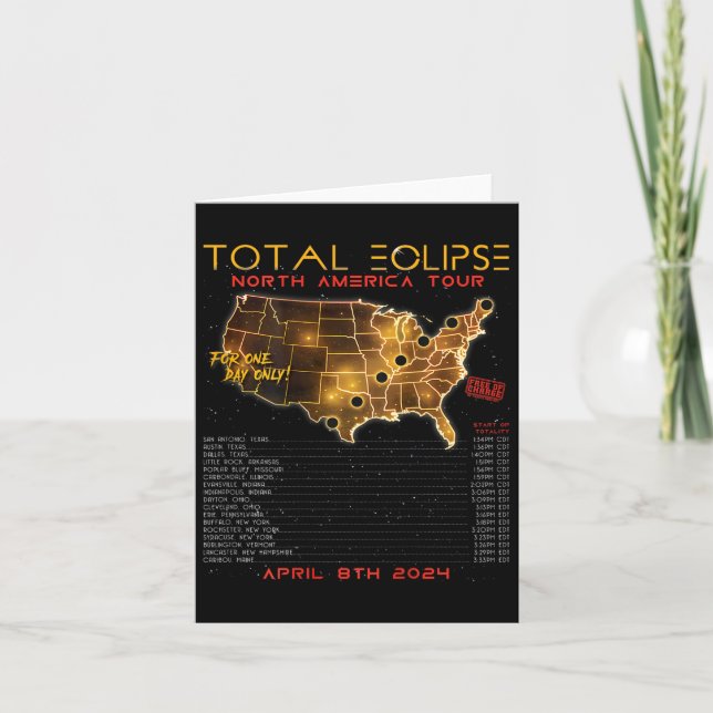 Back) Total Solar Eclipse 2024 North America Tour  Card (Front)