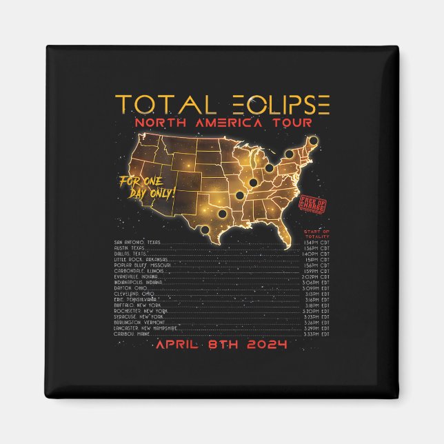 Back) Total Solar Eclipse 2024 North America Tour  Magnet (Front)