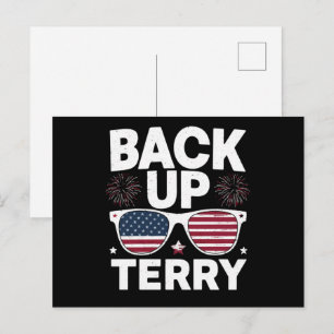 Back Up Terry Funny 4th of July Patriotic Firework Postcard