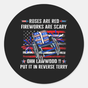Back Up Terry Put It In Reverse Firework Funny 4th Classic Round Sticker