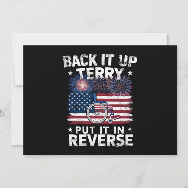 Back Up Terry Put It In Reverse Fireworks Funny Invitation (Front)