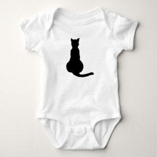 Back View Of An Insubordinate Cat Black Silhouette Baby Bodysuit