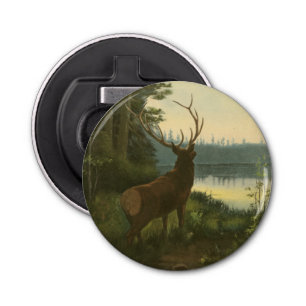 Back view of Elk Looking over a Lake Bottle Opener