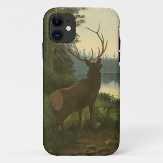 Back view of Elk Looking over a Lake Case-Mate iPhone Case (Back)
