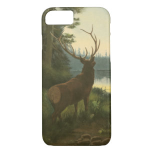 Back view of Elk Looking over a Lake Case-Mate iPhone Case