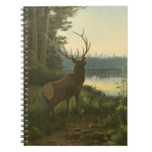 Back view of Elk Looking over a Lake Notebook