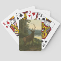 Back view of Elk Looking over a Lake