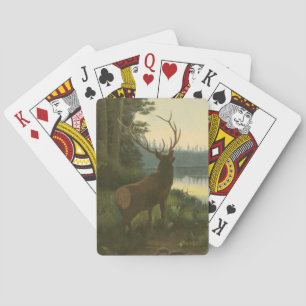 Back view of Elk Looking over a Lake Playing Cards