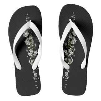 back white rose flip flops