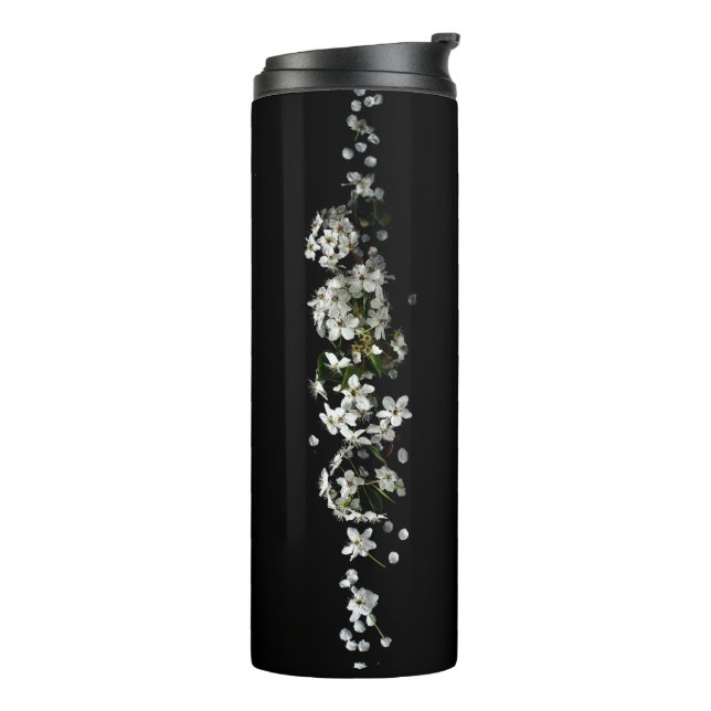 back white rose thermal tumbler (Rotated Left)