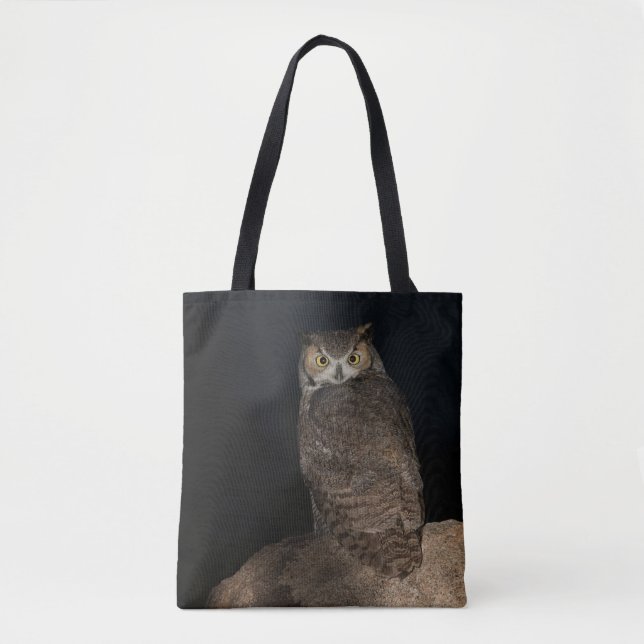 Back yard Great Horned Owl Tote Bag (Front)