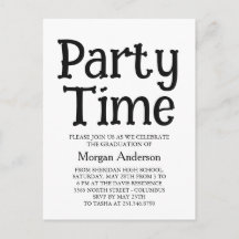 Backbone Font Black White Modern Grad Party Card