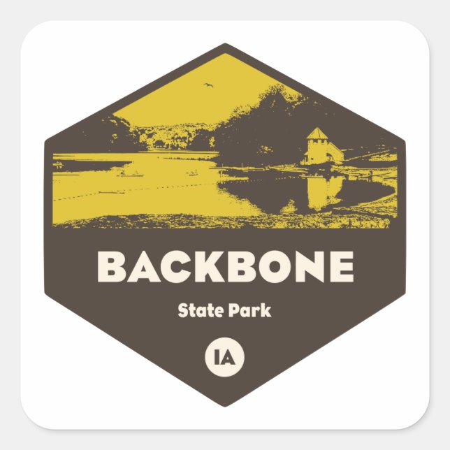 Backbone State Park Iowa Square Sticker (Front)