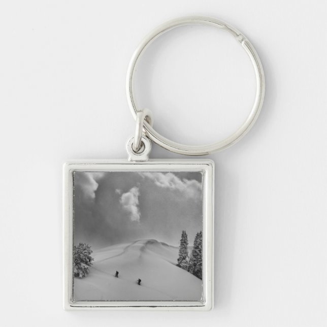 Backcountry Ski Climbers in fresh powder Keychain (Front)