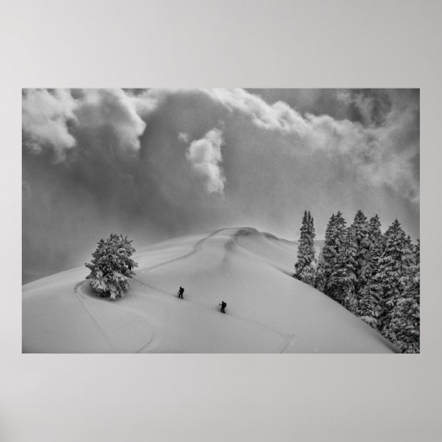 Backcountry Ski Climbers in fresh powder Poster (Front)