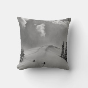 Backcountry Ski Climbers in fresh powder Throw Pillow