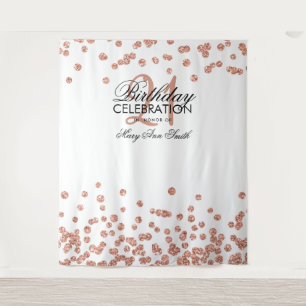 Backdrop 21st Birthday Rose Gold White Confetti Tapestry