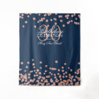 Backdrop 30th Birthday Rose Gold Navy Confetti