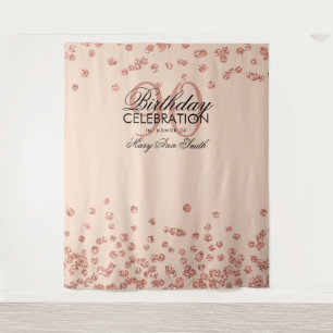 Backdrop 90 Birthday Rose Gold Blush Pink Confetti Tapestry