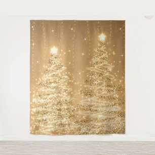 Backdrop Christmas Sparkling Trees Copper Tapestry