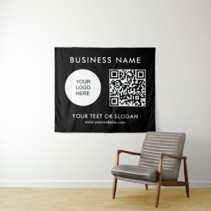Backdrop For Party Event Seminar Logo Text QR Code Tapestry