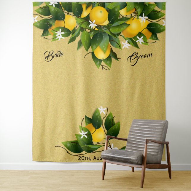 Backdrop Lemon Fruit Wedding Tapestry (In Situ)