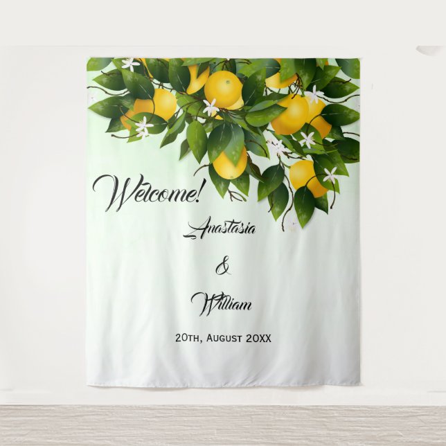 Backdrop Lemon Fruit Wedding Tapestry (Front)
