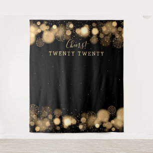 Backdrop New Year's Eve Gold Winter Wonderland Tapestry