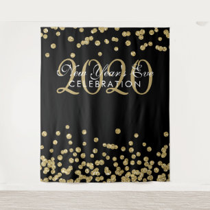 Backdrop New Year's Eve Party Gold Black Confetti Tapestry