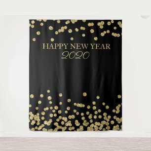 Backdrop New Year's Eve Party Gold Glitter Confett Tapestry