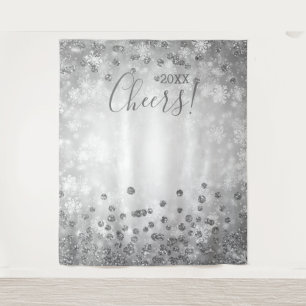 Backdrop New Year's Eve Silver Winter Glitter Tapestry
