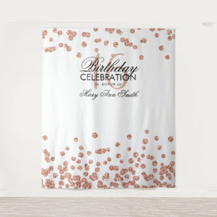 Backdrop Sweet 16 Rose Gold Glitter Confetti Tapestry
