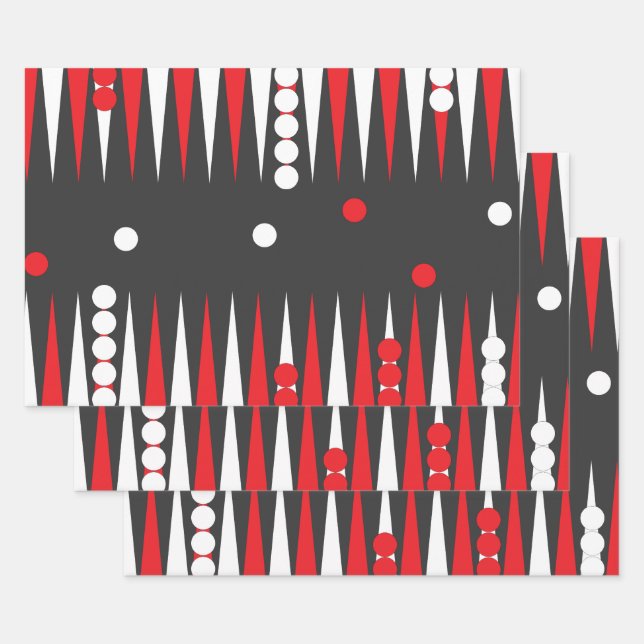 Backgammon Board Layout With Checkers Wrapping Paper Sheet (Set)