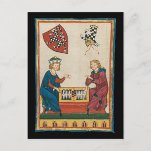 Backgammon Game, 14th Century Medieval Art Postcard
