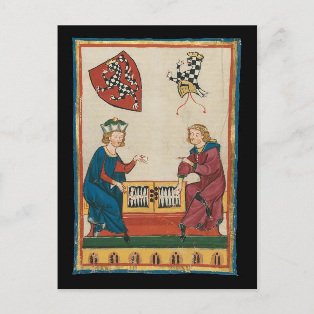 Backgammon Game, 14th Century Medieval Art Postcard (Front)