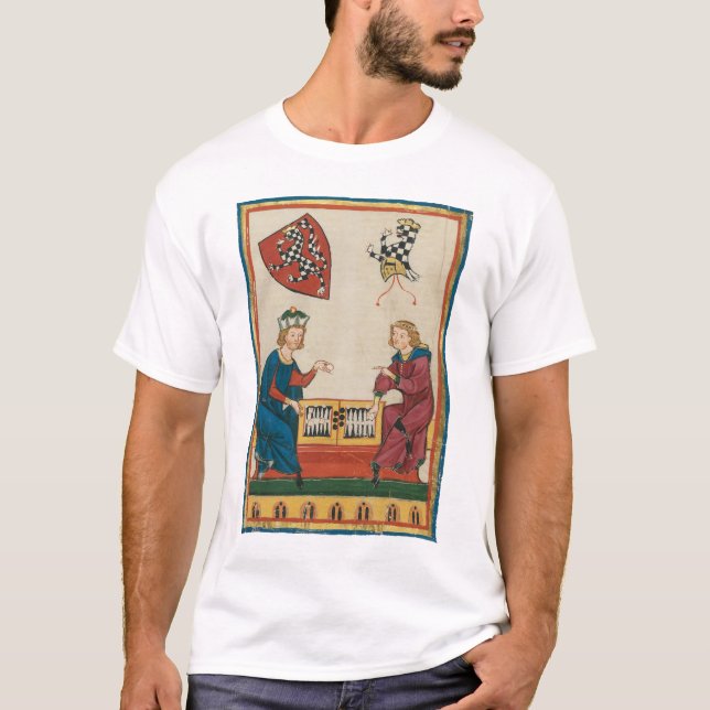 Backgammon Game, 14th Century Medieval Art T-Shirt (Front)