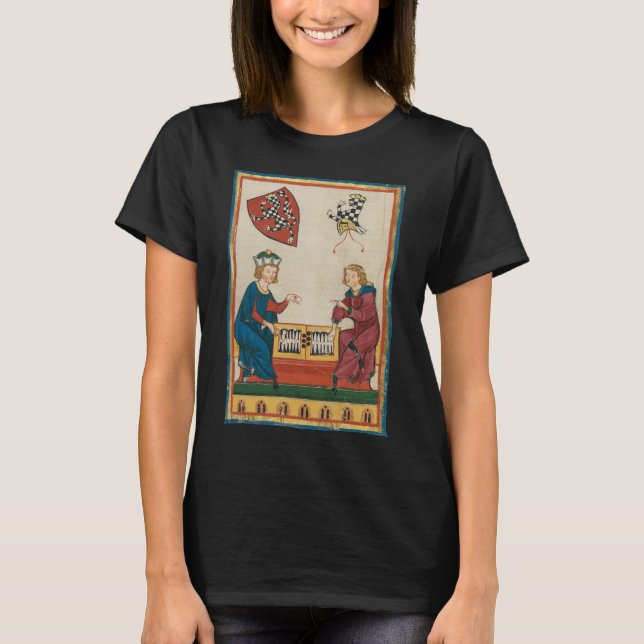 Backgammon Game, 14th Century Medieval Art T-Shirt (Front)