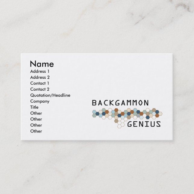 Backgammon Genius Business Card (Front)