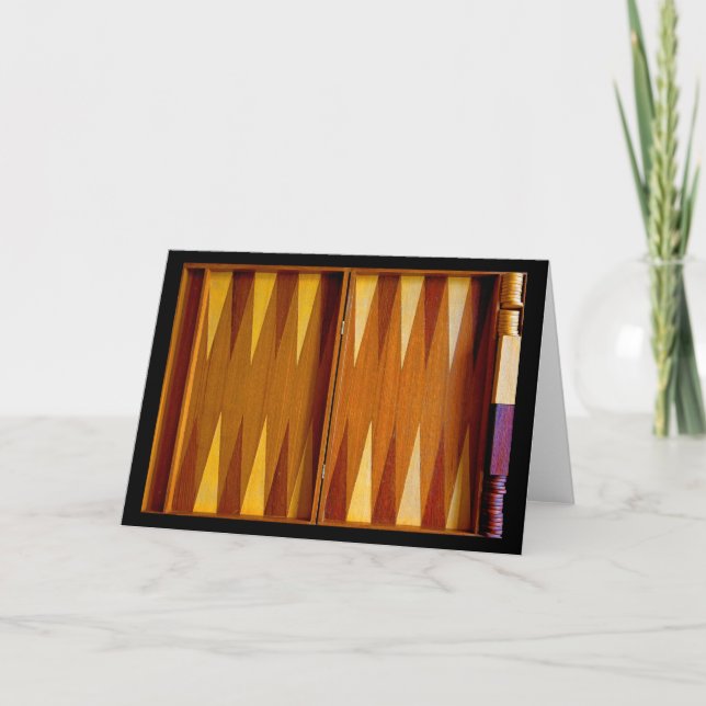 Backgammon Greeting Card (Black Background) (Front)