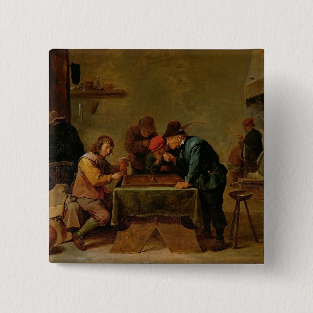 Backgammon Players, c.1640-45 2 Inch Square Button (Front)